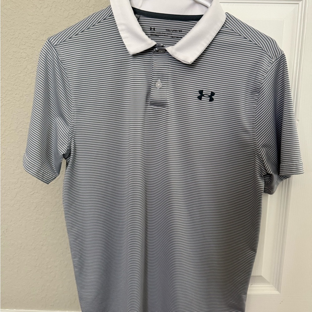 Under Armour Youth Polo Shirt - Black and White Stripes